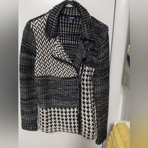 Chaps light weight moto style tweed jacket